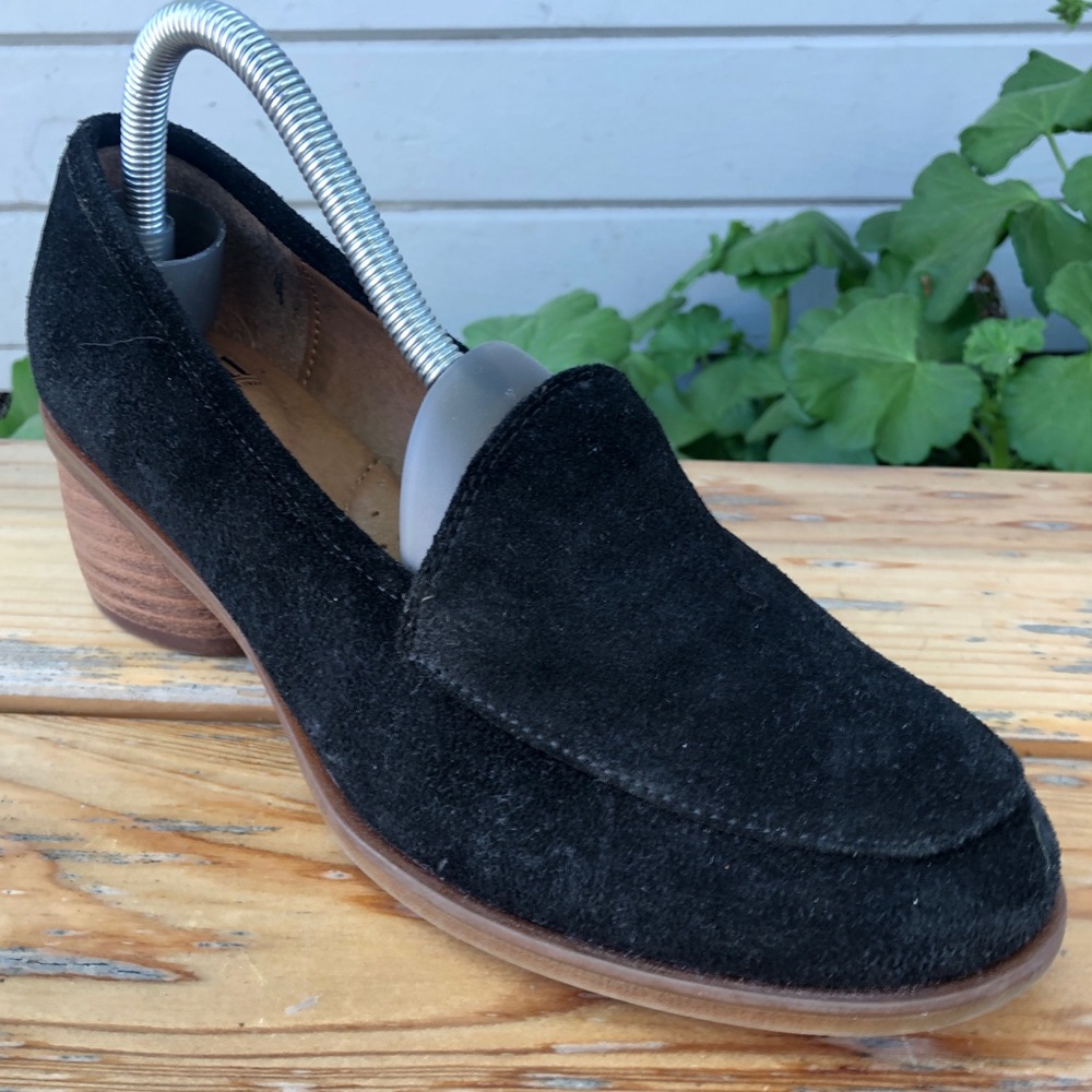 Sofft Womens Cassia Heeled Loafers size 8M SF0056521 Black Suede Slip On Casual